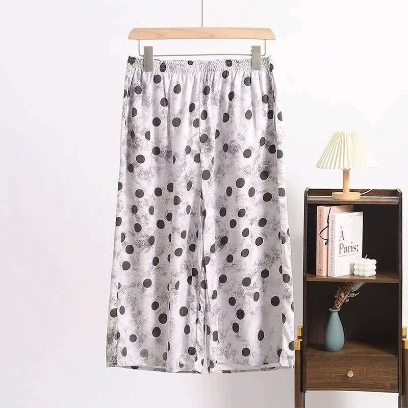 Polka Dot Cropped Pajama Pants - Gray - 6XL - image 0