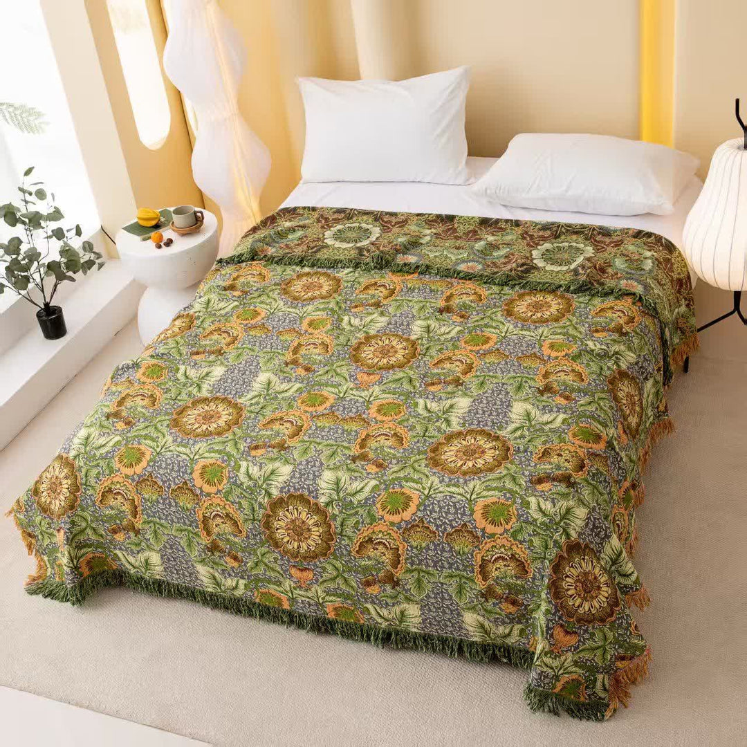 Reversible Floral 4-Layer Cotton Gauze Blanket Quilt - Queen - image 0