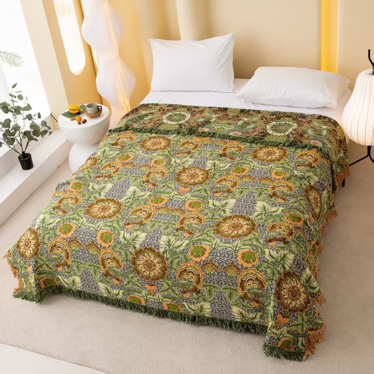 Reversible Floral 4-Layer Cotton Gauze Blanket Quilt - King - image 0