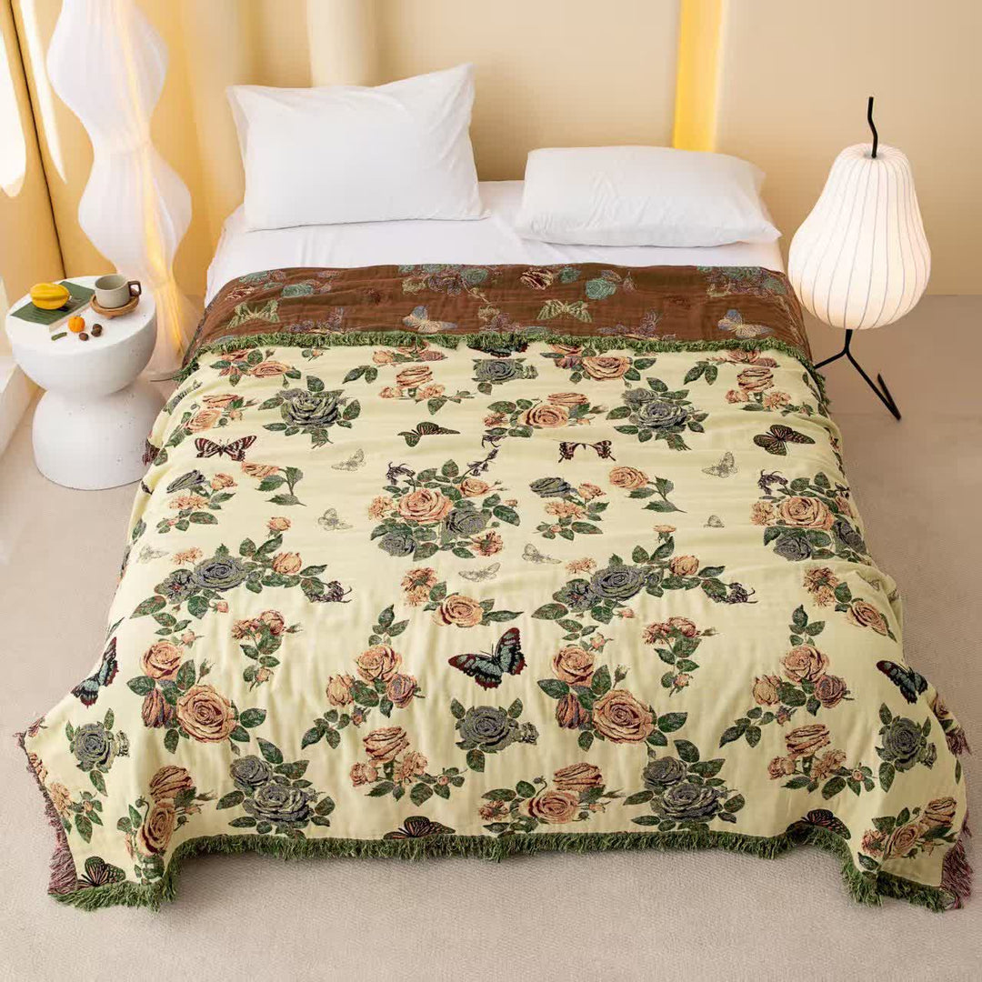 Romantic Rose Cotton Gauze Bedspread Quilt - Queen - image 0