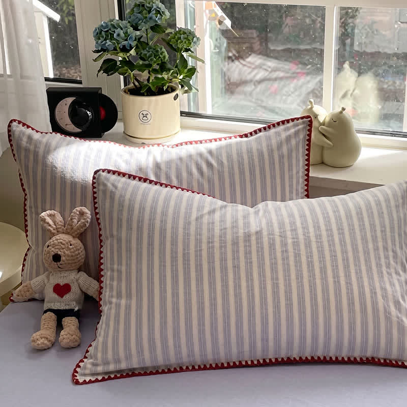 Blue Stripe Knitted Cotton Bedding Set - image 3