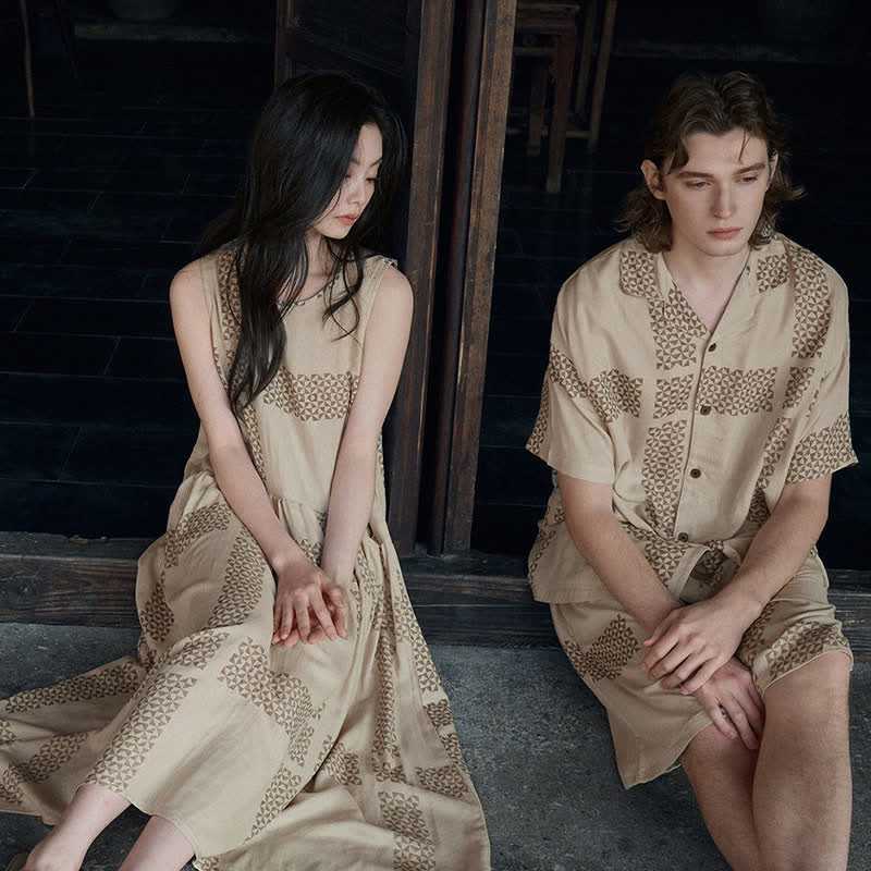 His & Hers Geometric Grid Loungewear Set - image 3