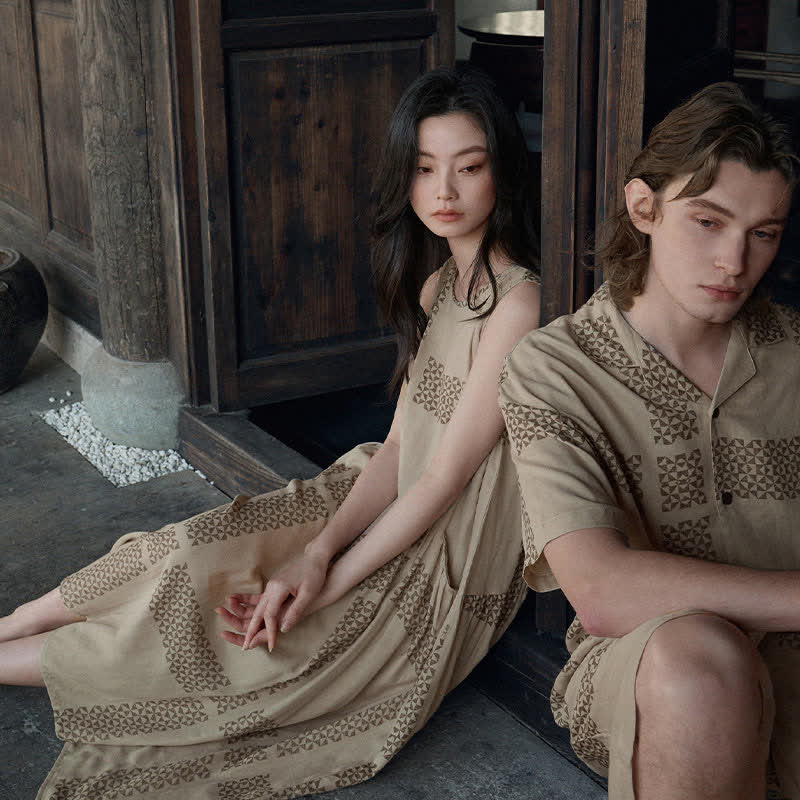 His & Hers Geometric Grid Loungewear Set - image 5