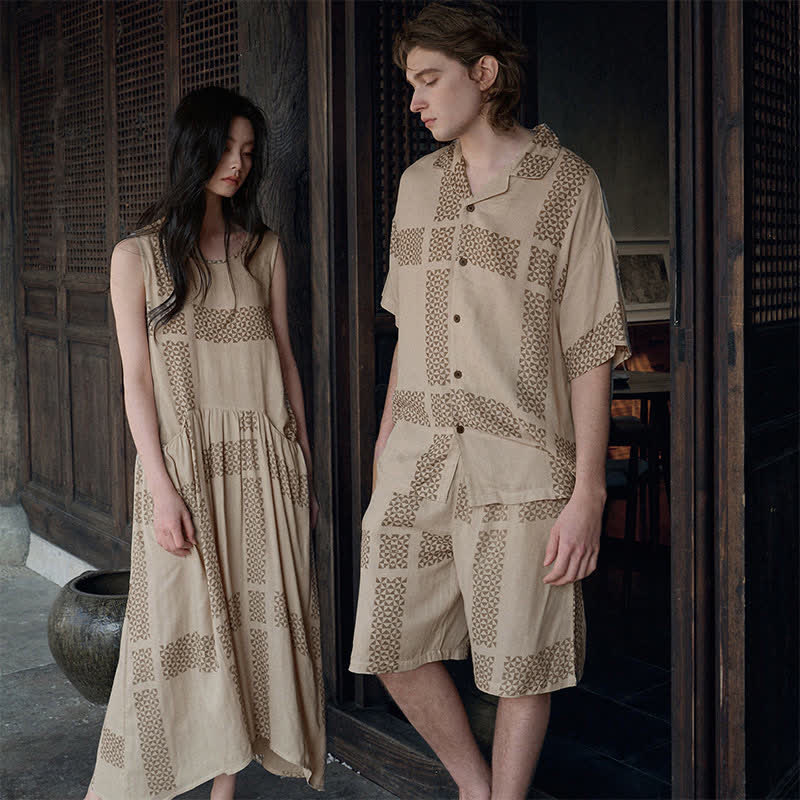 His & Hers Geometric Grid Loungewear Set - image 0