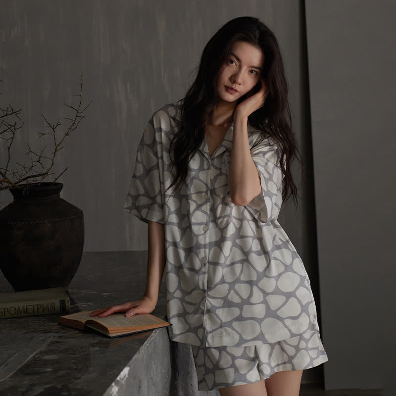 Matching Couple Irregular Stone Print Pajamas - image 7