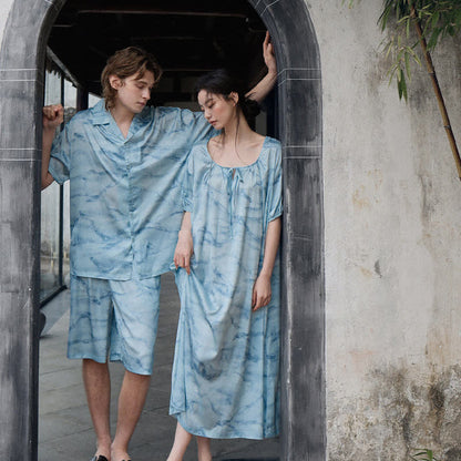 Blue Watercolor His & Hers Loungewear Set - image 2