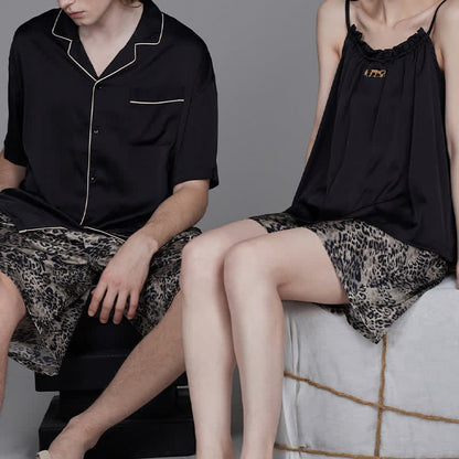 Contrast Leopard Print Matching Couple Pajamas - image 3