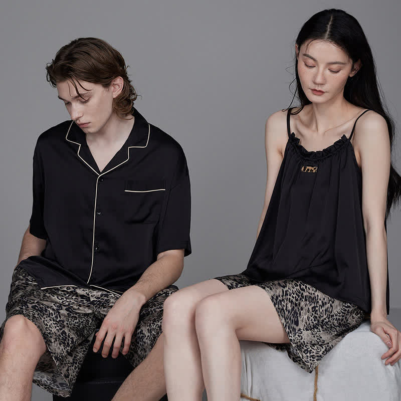 Contrast Leopard Print Matching Couple Pajamas - image 0
