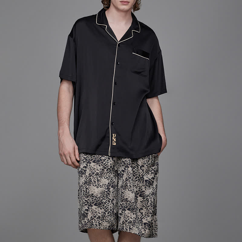 Contrast Leopard Print Matching Couple Pajamas - image 10