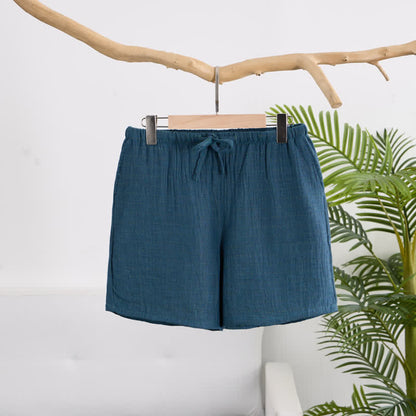 Relaxed Cotton Gauze Drawstring Lounge Shorts - Blue - XL - image 26