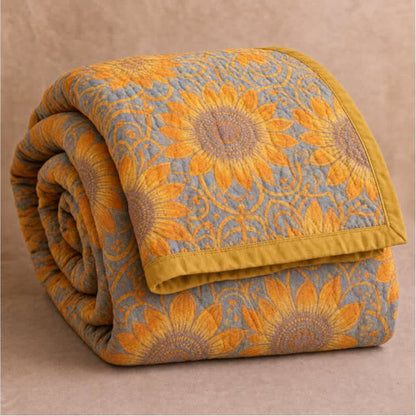 Boho Sunflower 3-Layer Muslin Cotton Quilt - image 0