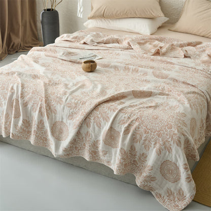 Vintage Floral Cotton Muslin Blanket Quilt - image 3