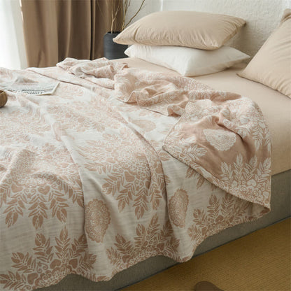 Vintage Floral Cotton Muslin Blanket Quilt - image 2