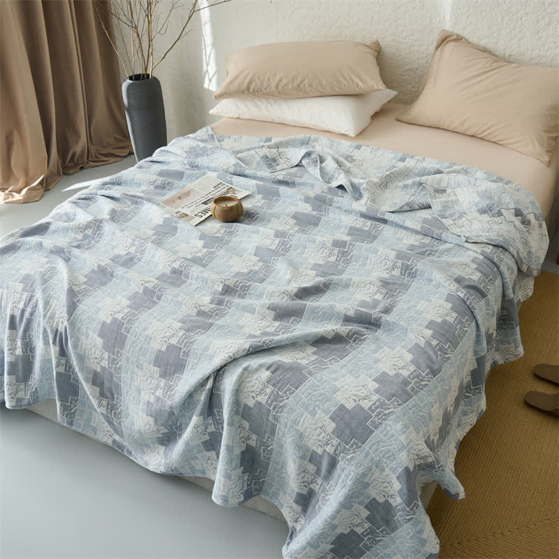 Geometric Cotton Muslin Reversible Blanket Quilt - image 3