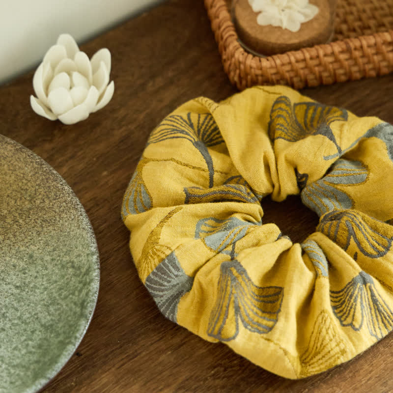 Ginkgo Print Scrunchies Set of 3 - image 5