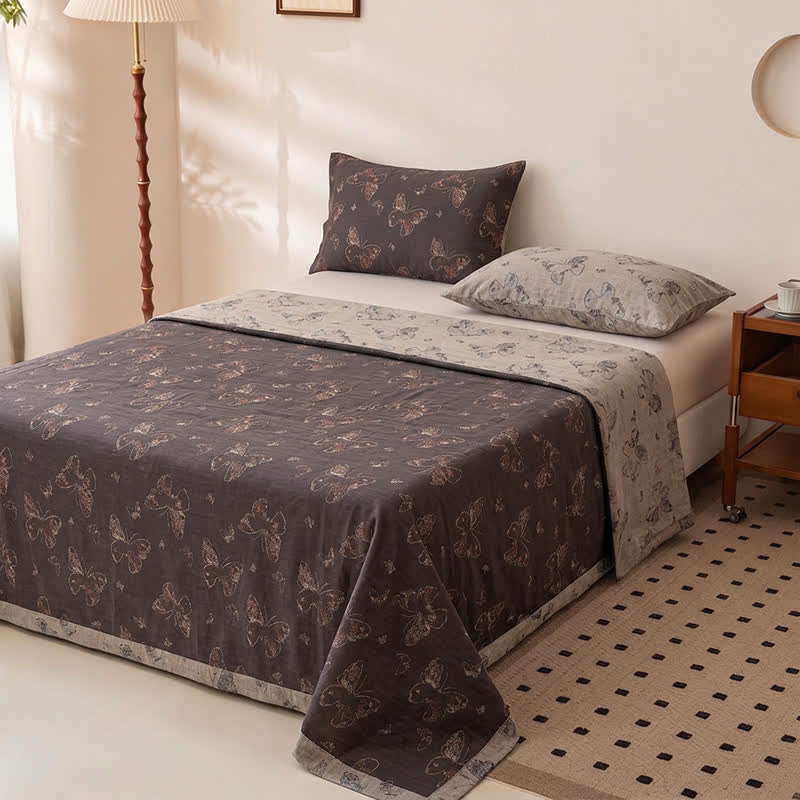 Vintage Cottage Butterfly Cotton Bedspread - image 1