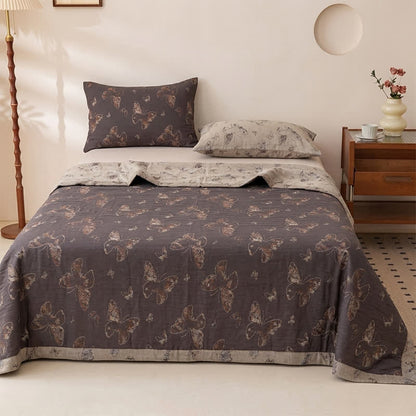 Vintage Cottage Butterfly Cotton Bedspread - Bedspread with 2PCS Pillowcases - King - image 0