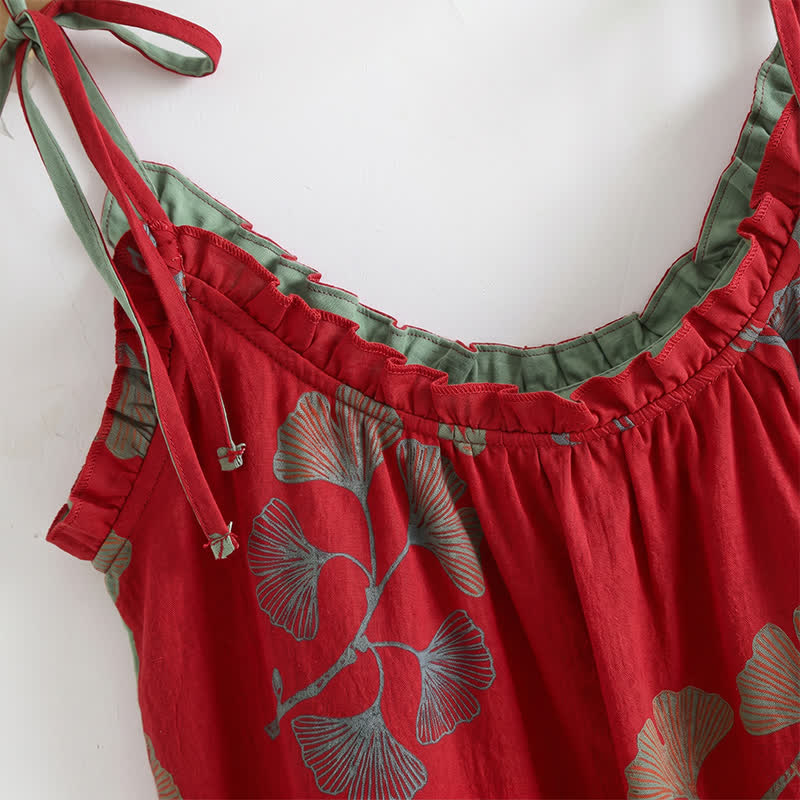 Elegant Ginkgo Cami Cotton Pajama Set - image 13