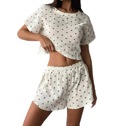 Apricot Heart Print Cotton Loungewear Set - image 6