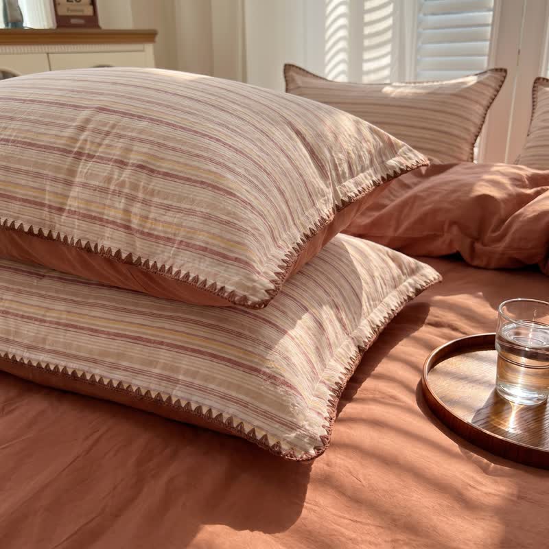 Vintage Red Plaid Cotton Bedding Set - image 4