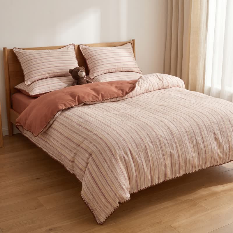 Vintage Red Plaid Cotton Bedding Set - image 2