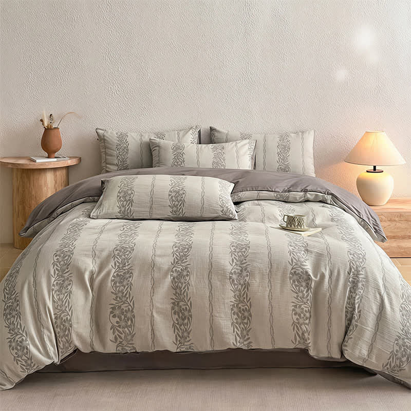 Washed Cotton Jacquard Botanical Bedding Set - image 5