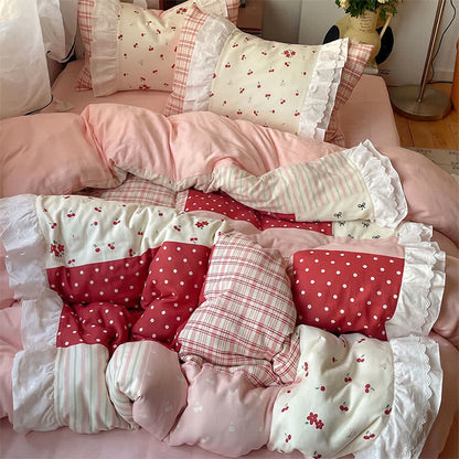 Sweet Cherry Ruffle Cotton Gauze Bedding Set - image 1