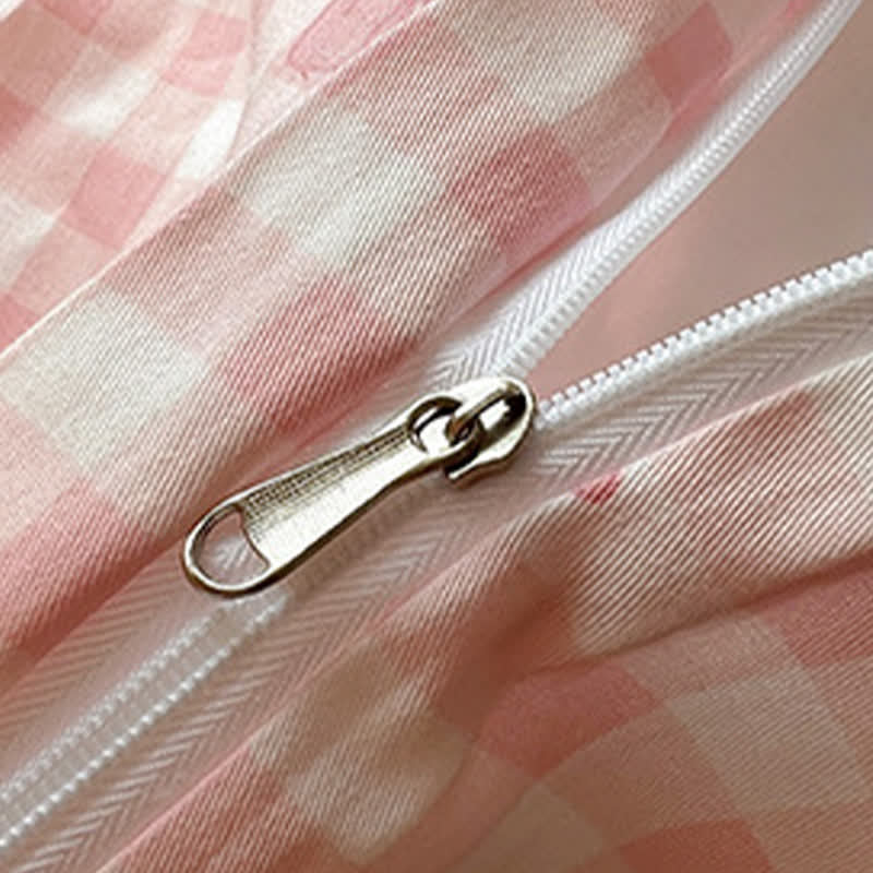 Soft Washed Cotton Bow Plaid Bedding Set - image 7
