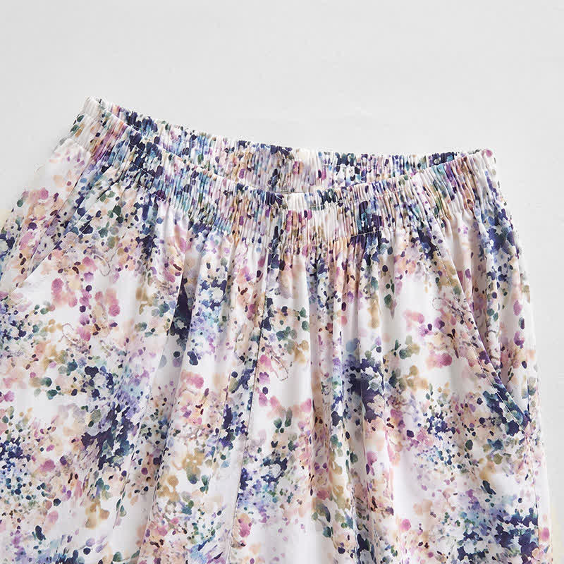 Summer Floral Cotton Smocked Waist Lounge Shorts - image 1