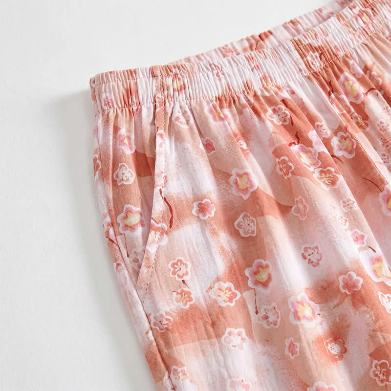 Summer Floral Cotton Relaxed Loungewear Shorts - image 2