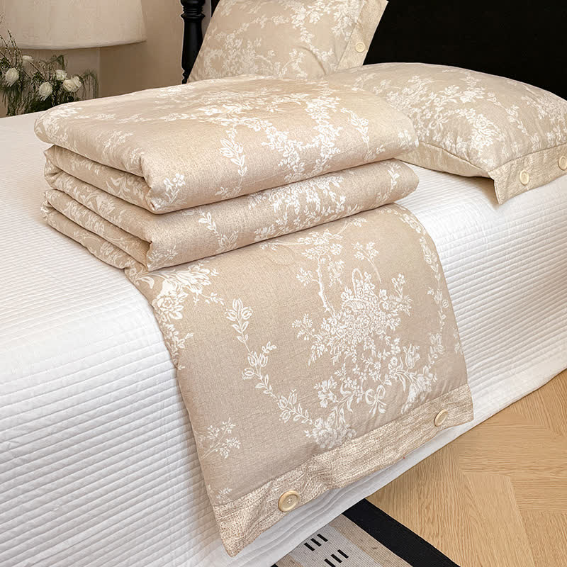 Rustic Floral Cotton Linen Blanket Quilt - image 2