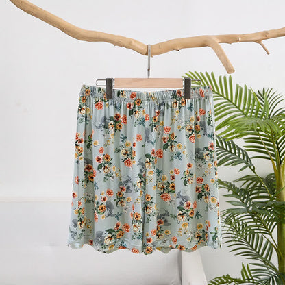 Vintage Floral Ruffle Hem Summer Lounge Shorts - Blue - 2XL - image 0