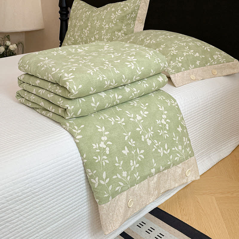Leafy Vine Cotton Linen Blanket Quilt - image 2