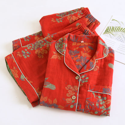 Vintage Bird Floral Cotton Loungewear Set - image 6