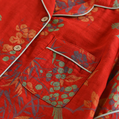 Vintage Bird Floral Cotton Loungewear Set - image 9