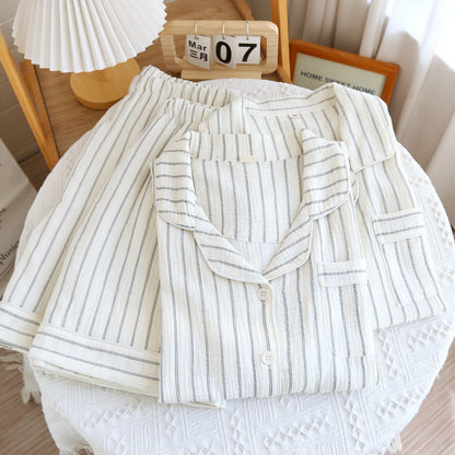 Relaxed Striped Camp Collar Summer Loungewear Set - image 3