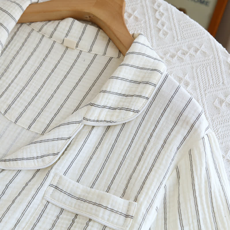 Relaxed Striped Camp Collar Summer Loungewear Set - image 5