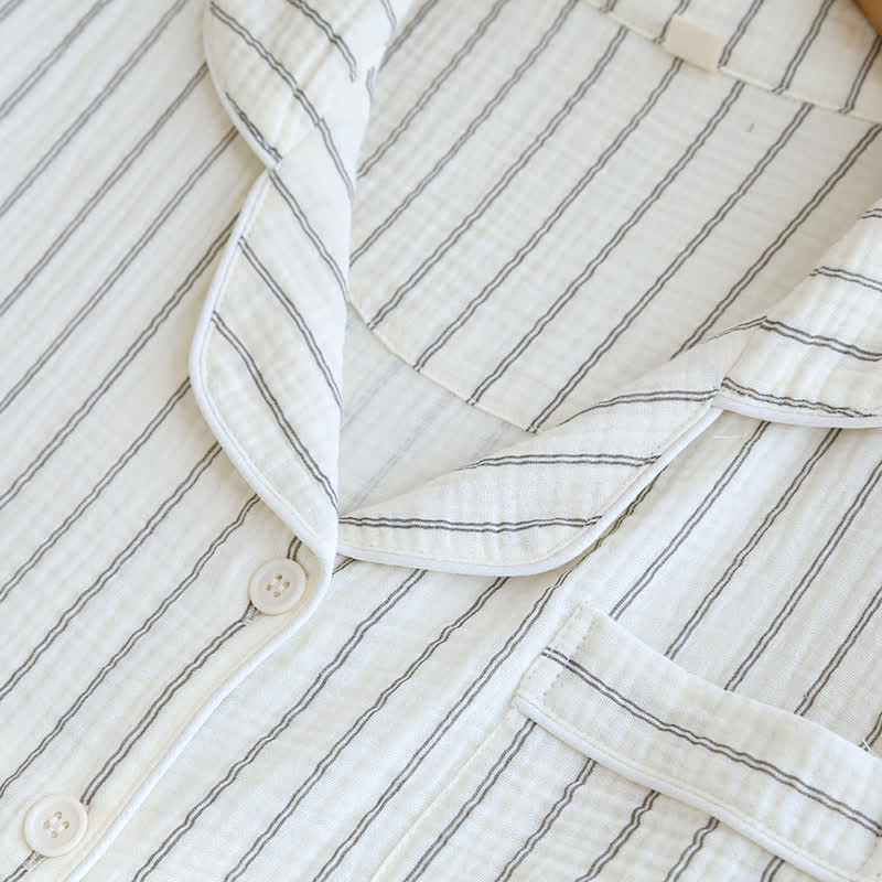 Relaxed Striped Camp Collar Summer Loungewear Set - image 6