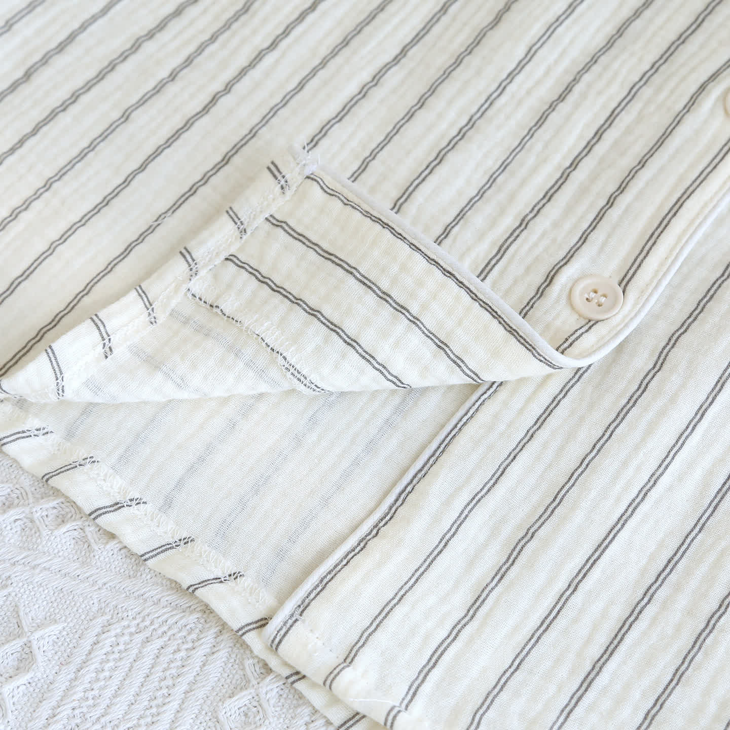 Relaxed Striped Camp Collar Summer Loungewear Set - image 9