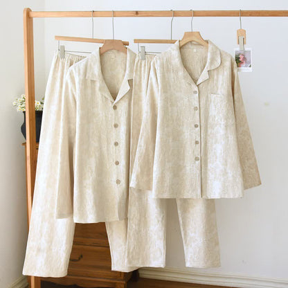 Minimalist-style Couple Button Front Loungewear Set - image 0