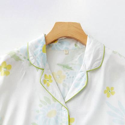 Sunflower Mint Contrast Trim Pajama Short Set - image 6
