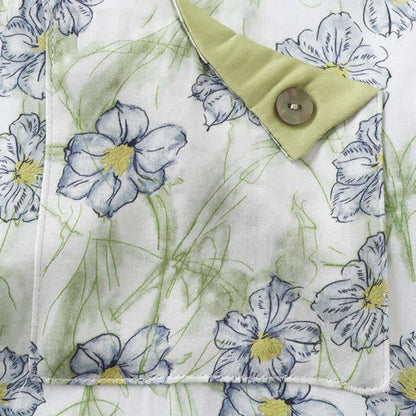Mint Floral Satin Button Up Shorts Loungewear Set - image 9