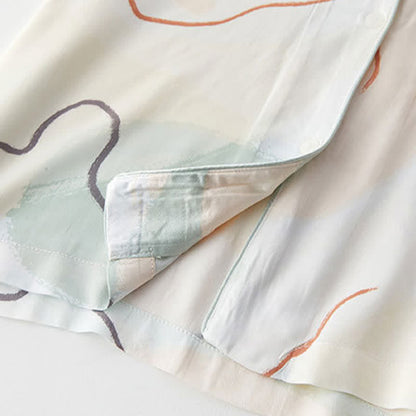 Abstract Print Sateen Short Sleeve Loungewear Set - image 7