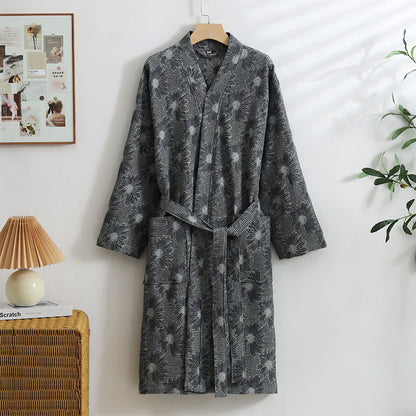 Sunflower Cotton Waffle Kimono Bathrobe - Dark Gray - XL - image 11
