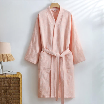Sunflower Cotton Waffle Kimono Bathrobe - Pink - XL - image 5