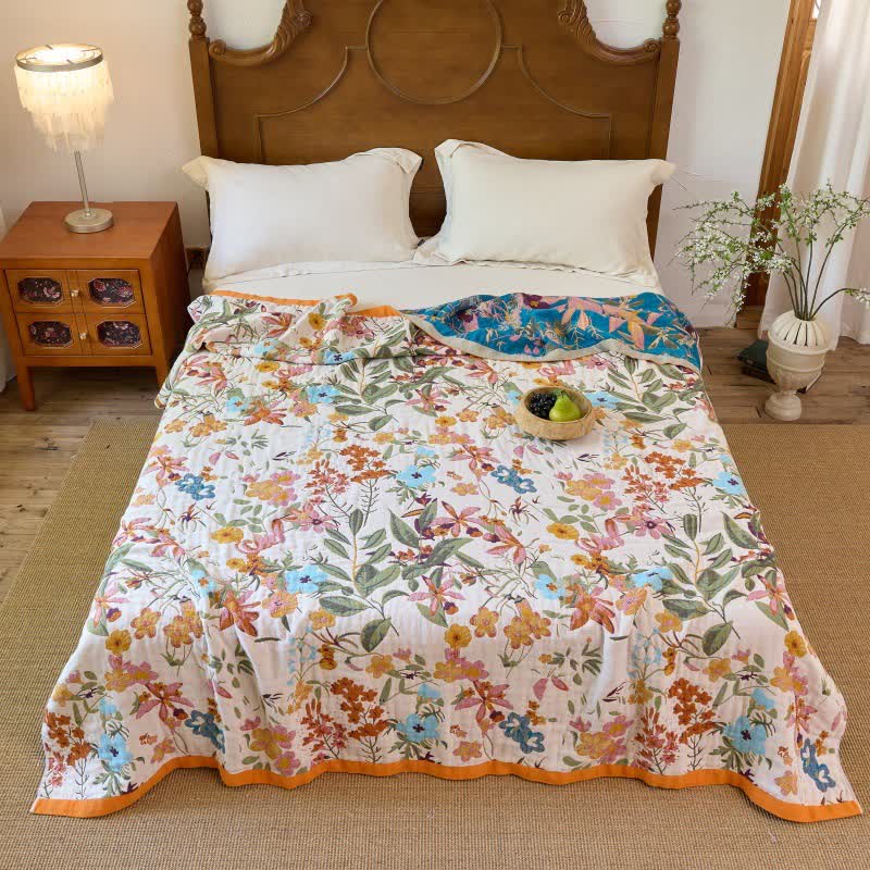 Cottage Bloom Cotton Gauze Reversible Blanket Quilt - image 1