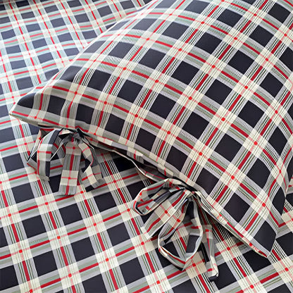 Heritage Plaid Red & Navy Washed Cotton Bedding Set - image 4
