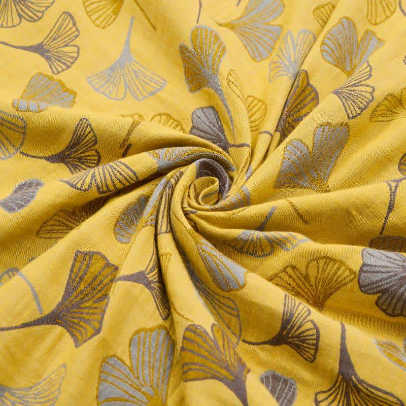 Mustard Ginkgo Quilted Cotton Throw Blanket - image 7