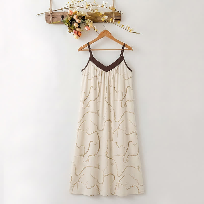 Contrast Trim Modal Cotton Slip Lounge Dress - White - XXL - image 0