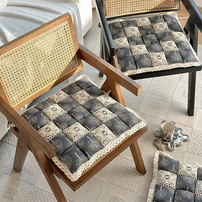 Vintage Country Floral Lace Chair Cushion - image 1
